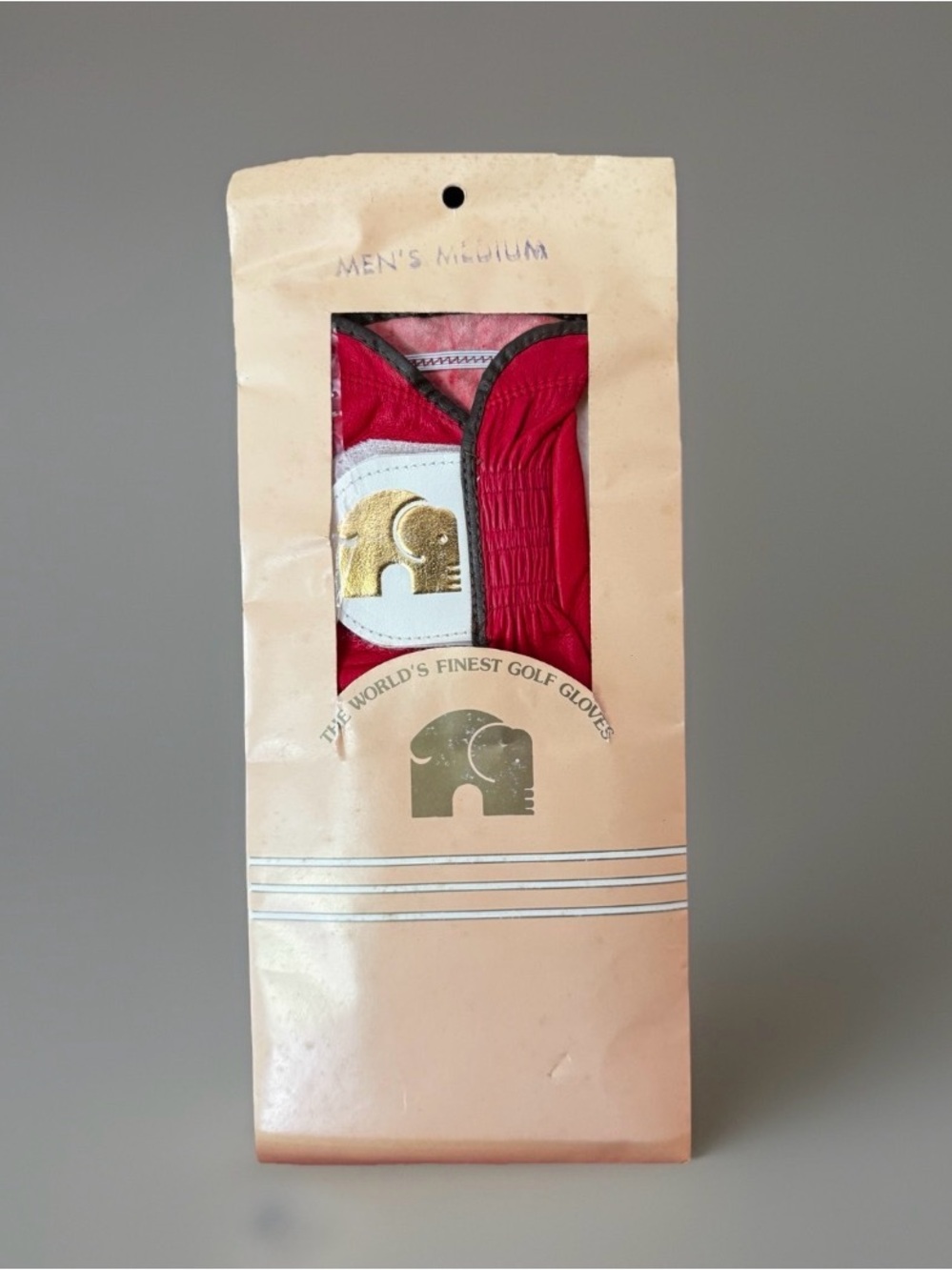 Vintage SIAM Red Cabretta Leather Golf Glove M w/ Elephant Logo Thailand NOS